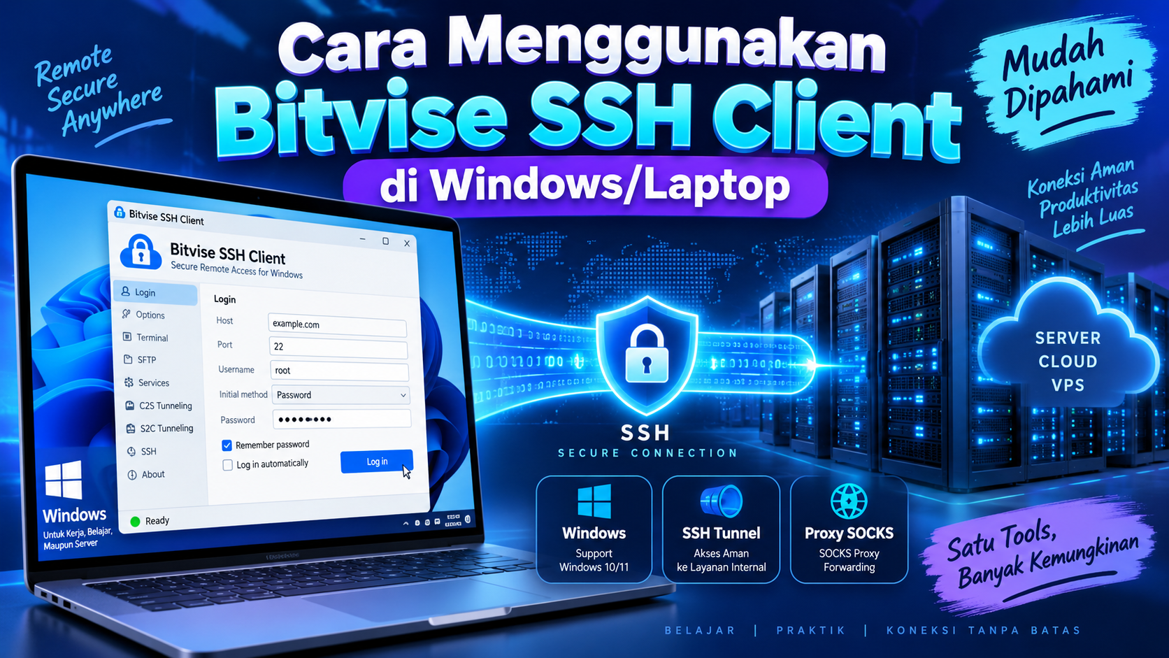 Cara Menggunakan Bitvise SSH Client di Windows/Laptop